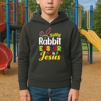 Silly Rabbit Easter Is For Jesus Funny Easter Kids Hoodie thumb 2