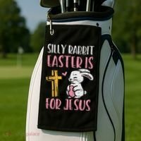 Silly Rabbit Easter Is For Jesus Religious Christian Golf Towel thumb 2