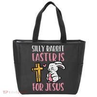 Silly Rabbit Easter Is For Jesus Religious Christian Tote Bag thumb 0