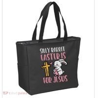 Silly Rabbit Easter Is For Jesus Religious Christian Tote Bag thumb 2