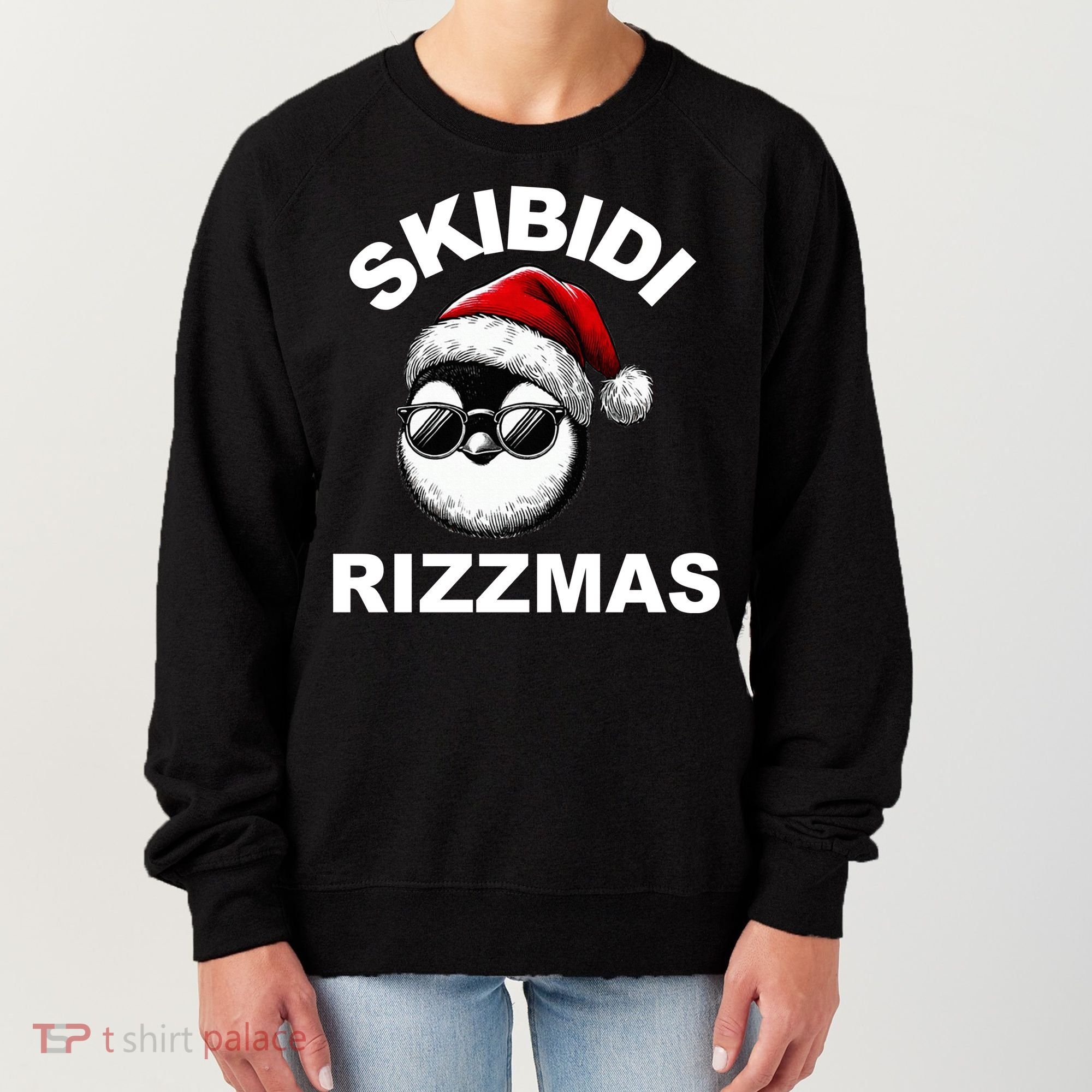 Skibidi Rizzmas Funny Christmas Penguin Women's Sweatshirt