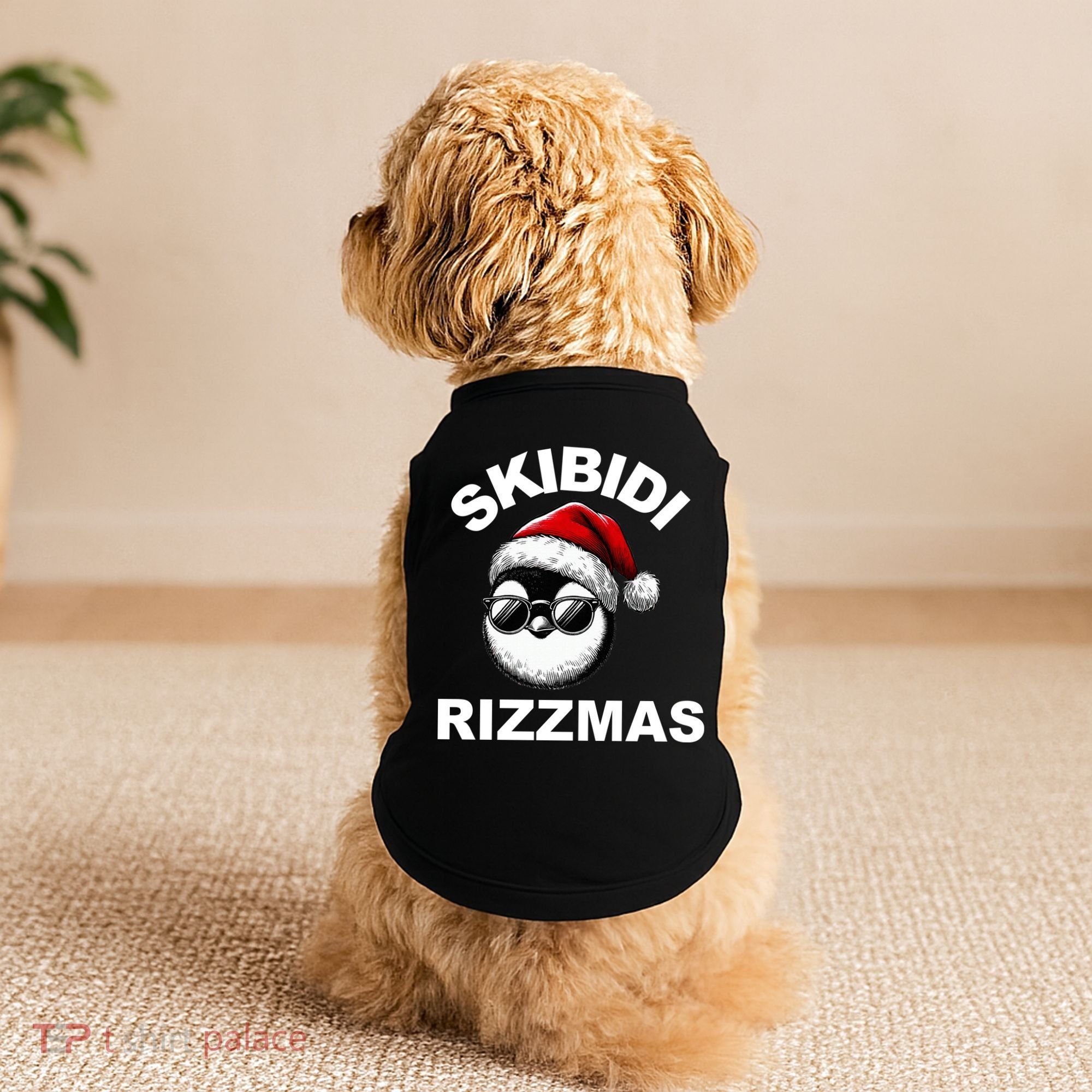 Skibidi Rizzmas Funny Christmas Penguin Doggie Tank