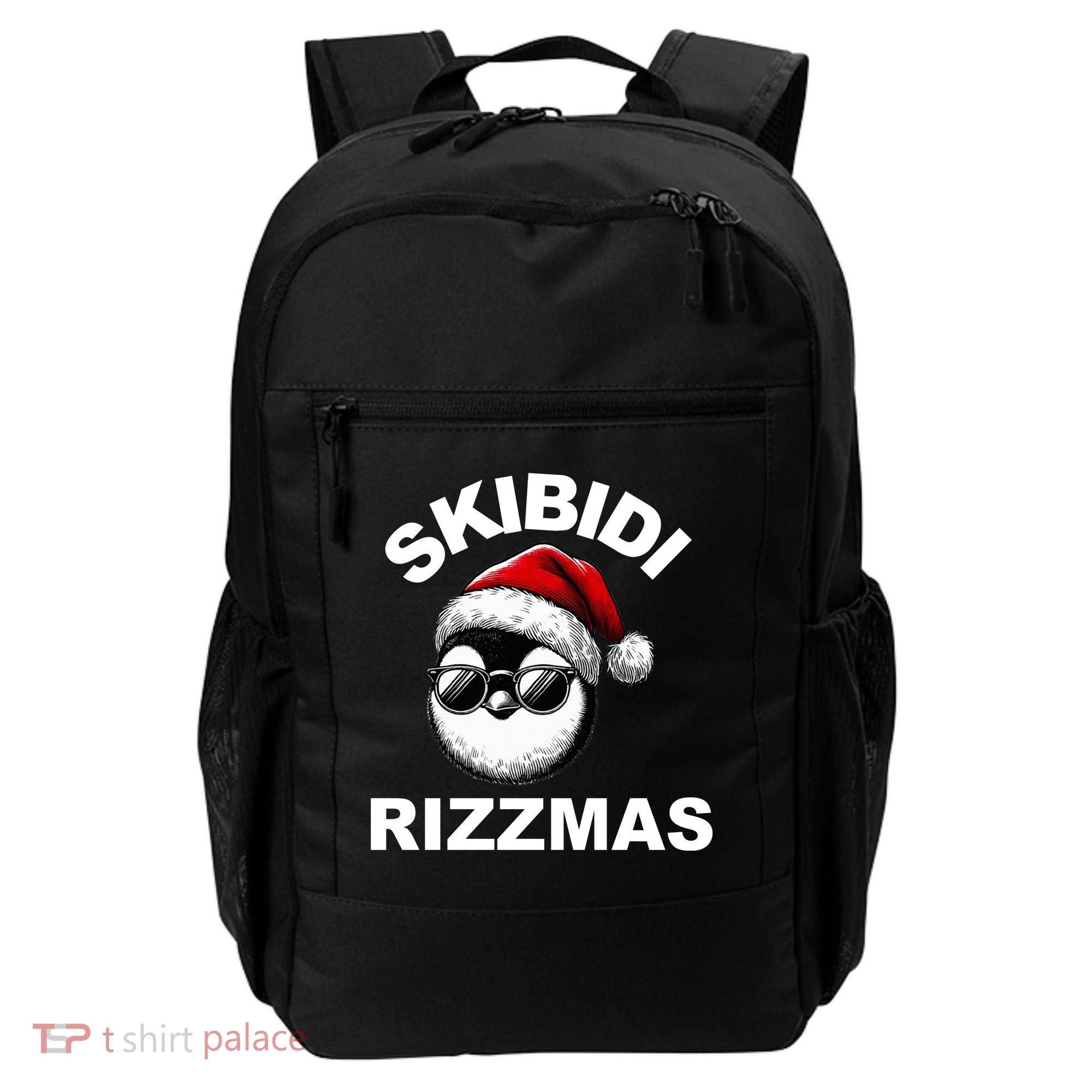 Skibidi Rizzmas Funny Christmas Penguin Backpack