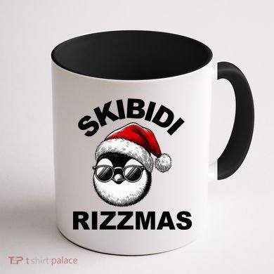 Skibidi Rizzmas Funny Christmas Penguin Coffee Mug back