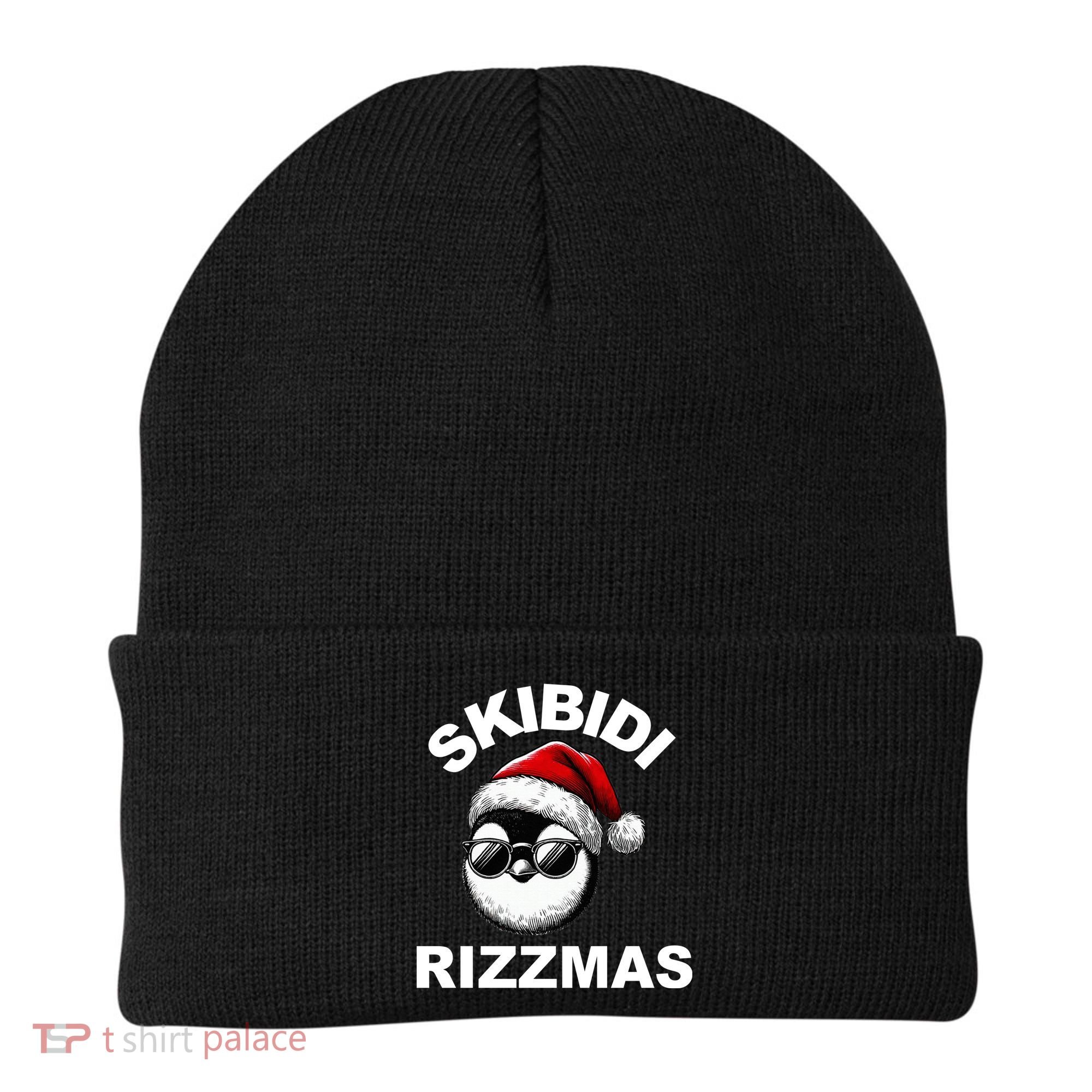 Skibidi Rizzmas Funny Christmas Penguin Beanie