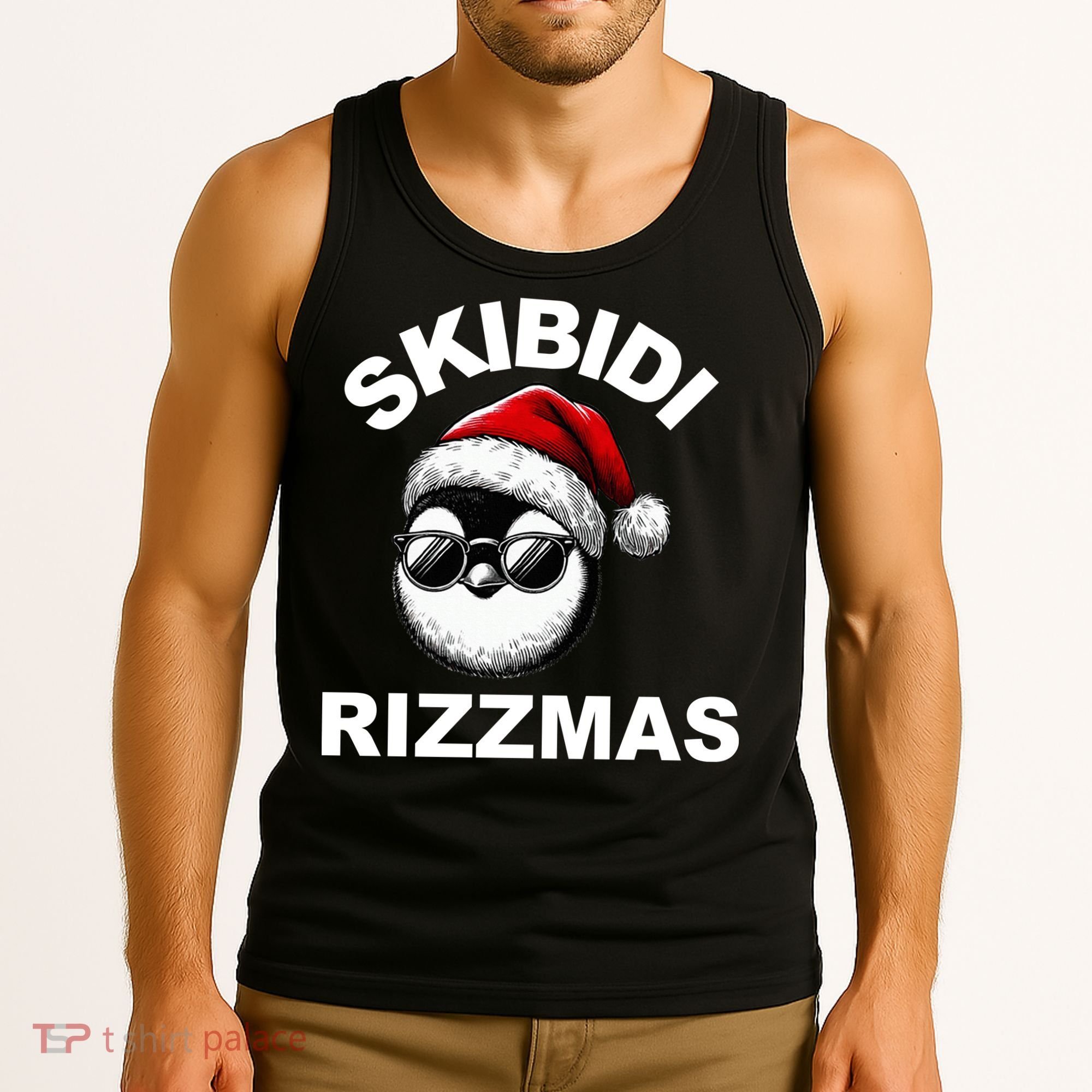 Skibidi Rizzmas Funny Christmas Penguin Tank Top