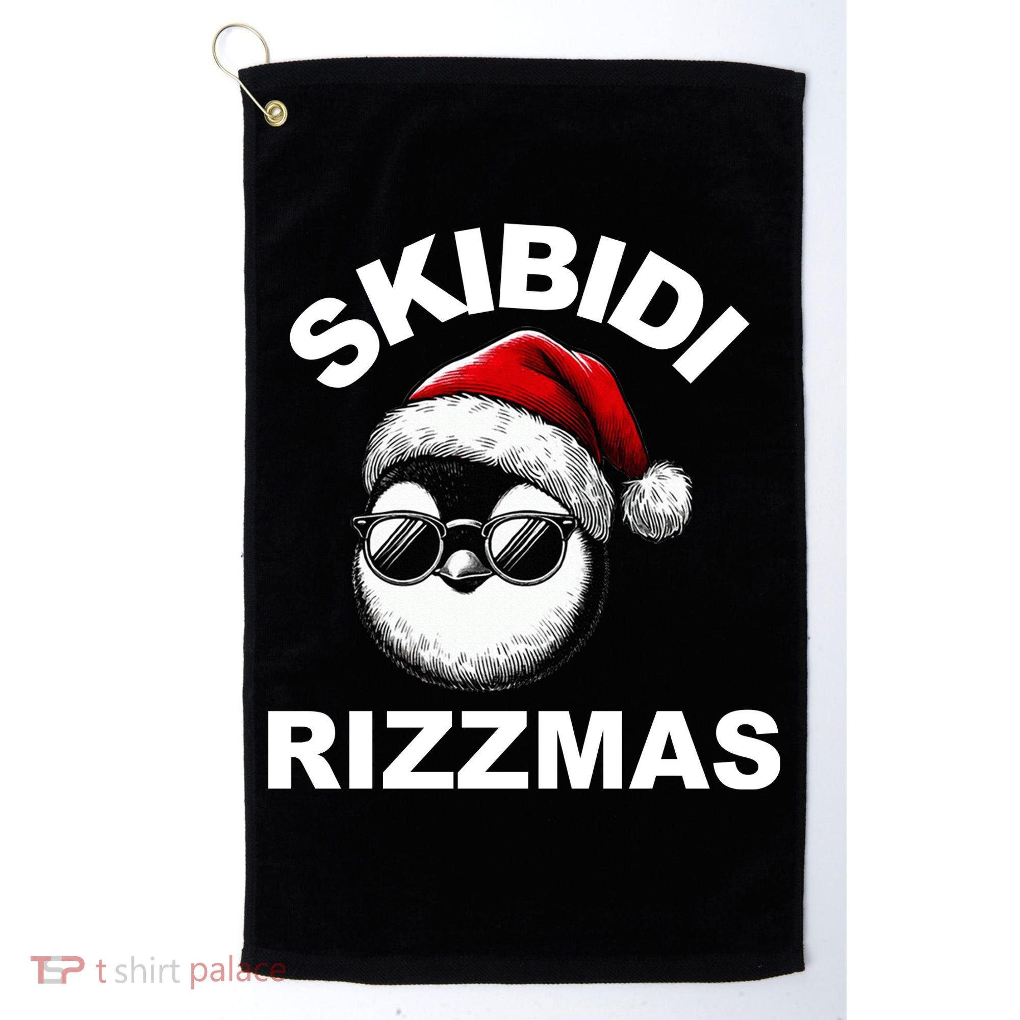 Skibidi Rizzmas Funny Christmas Penguin Golf Towel