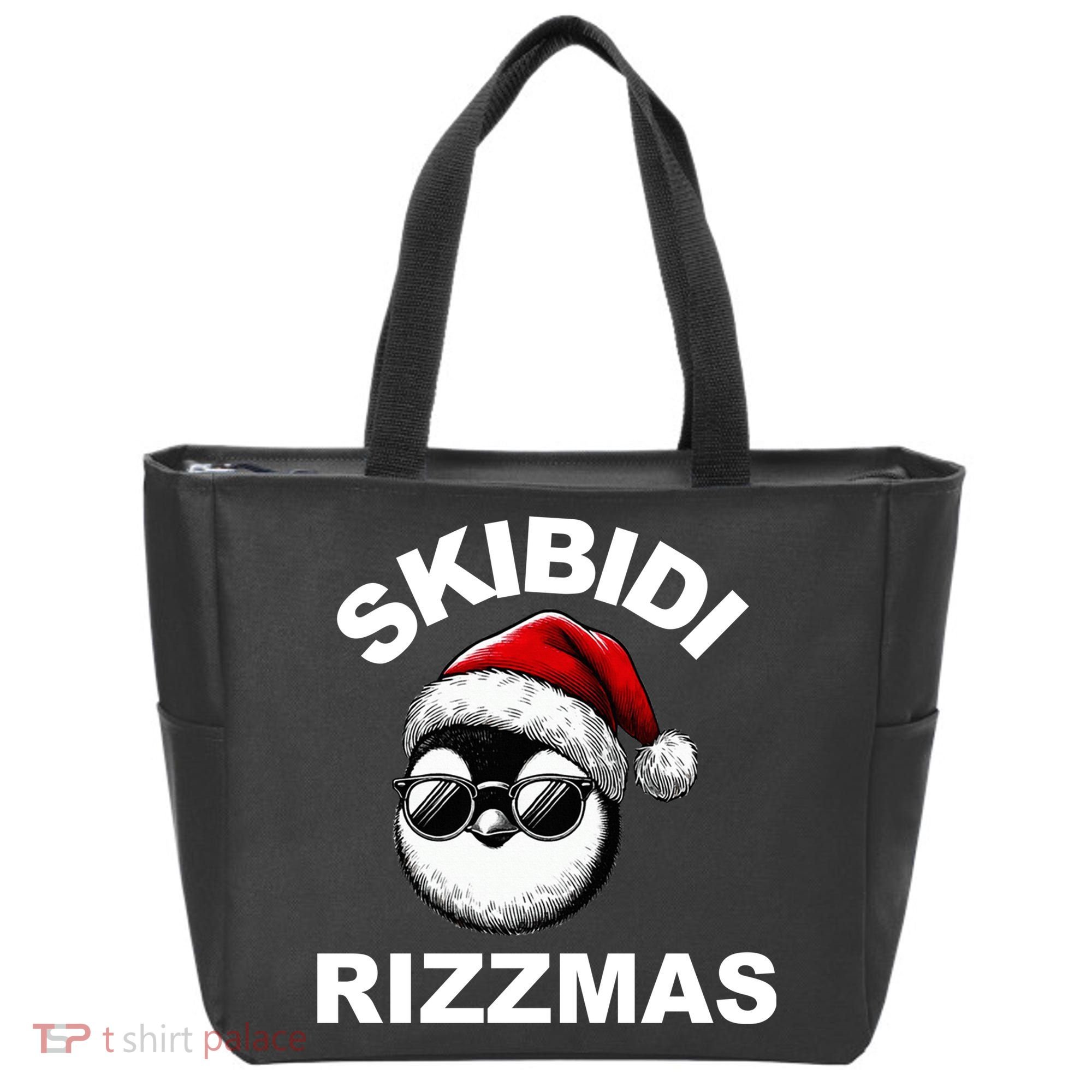 Skibidi Rizzmas Funny Christmas Penguin Tote Bag