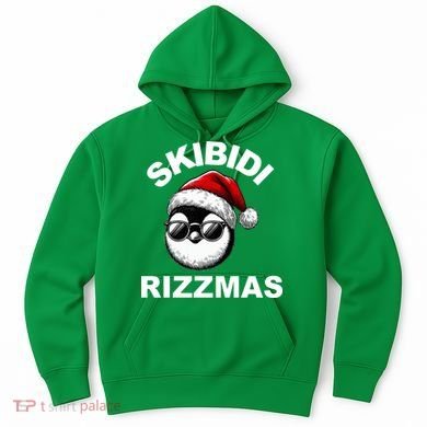 Skibidi Rizzmas Funny Christmas Penguin Hoodie