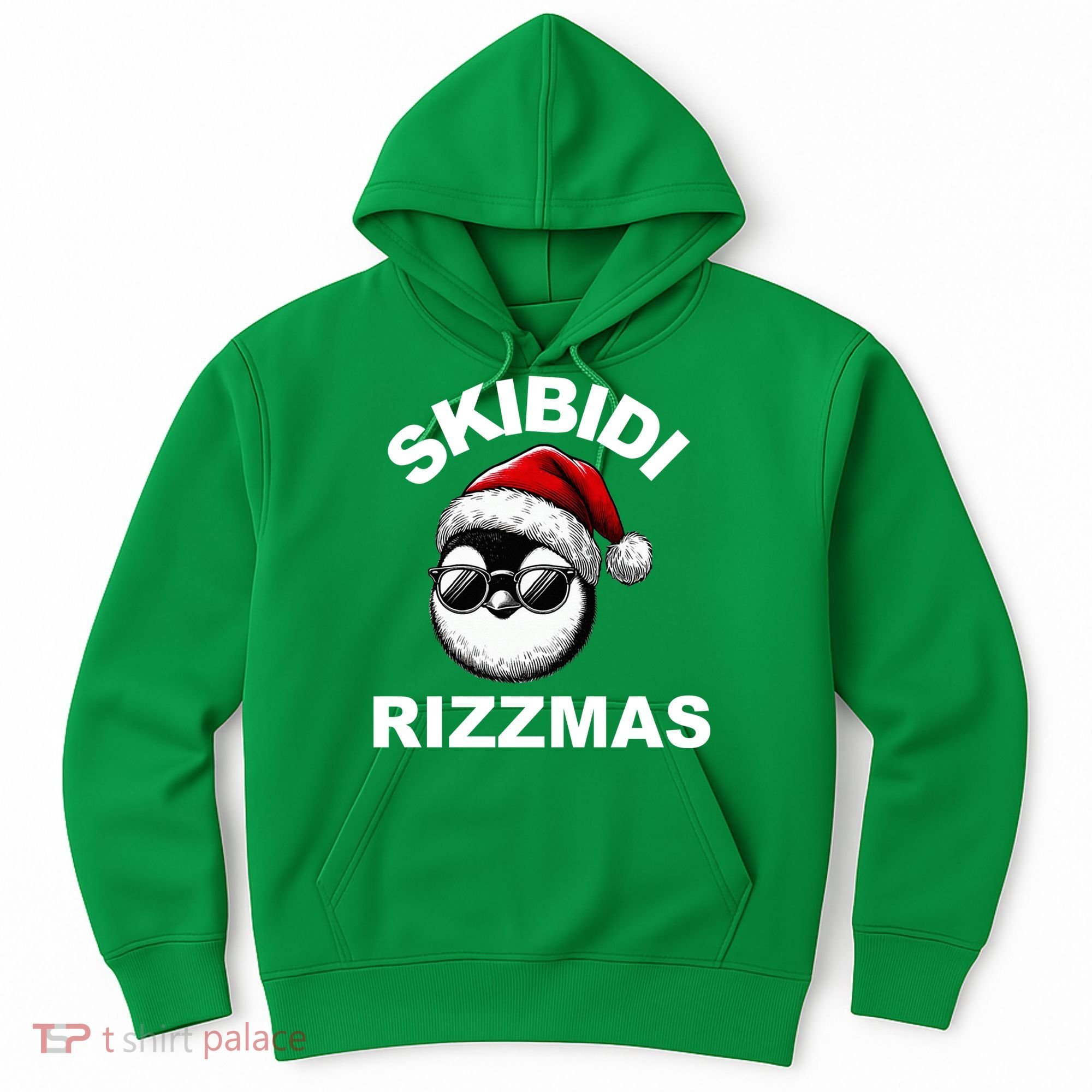 Skibidi Rizzmas Funny Christmas Penguin Hoodie