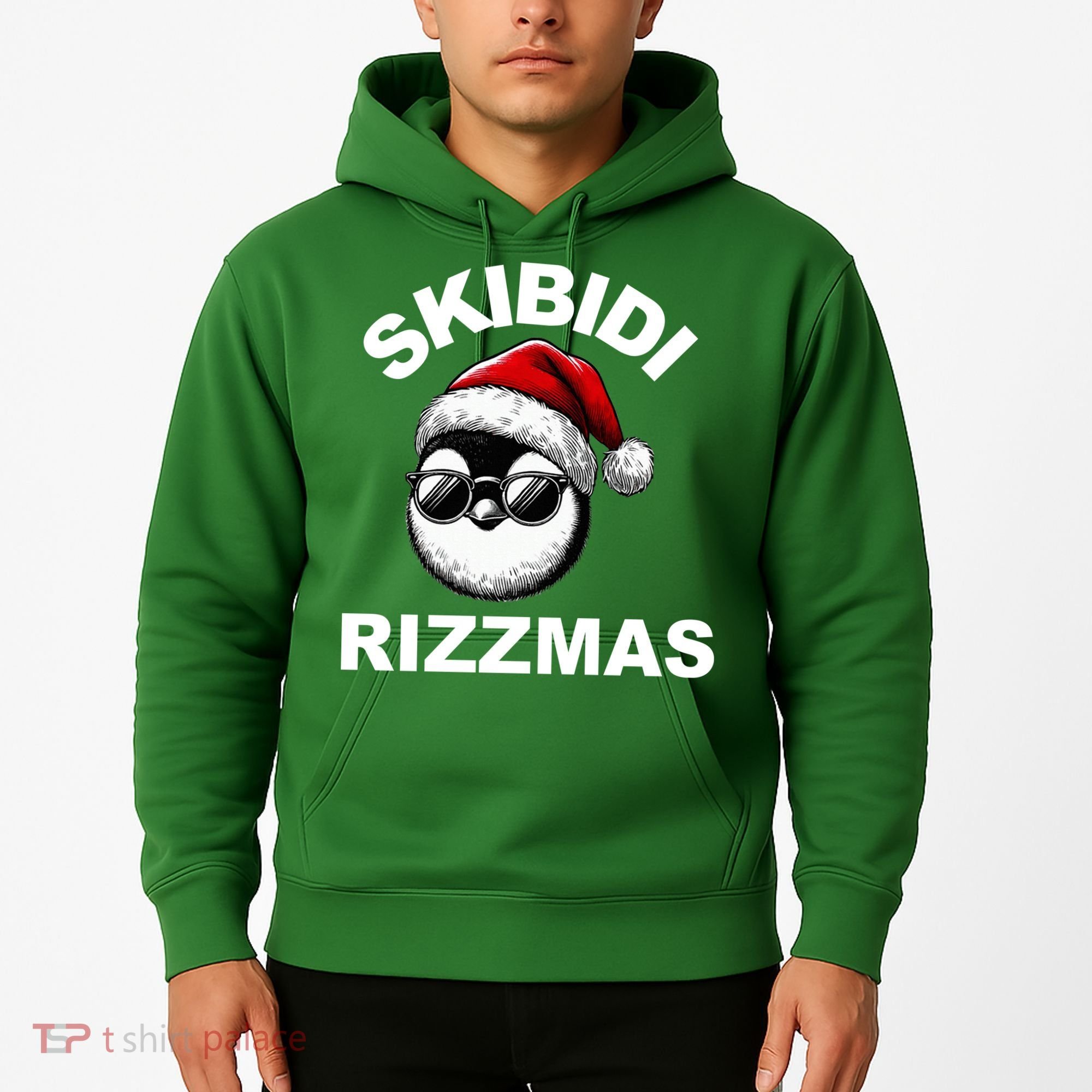 Skibidi Rizzmas Funny Christmas Penguin Hoodie