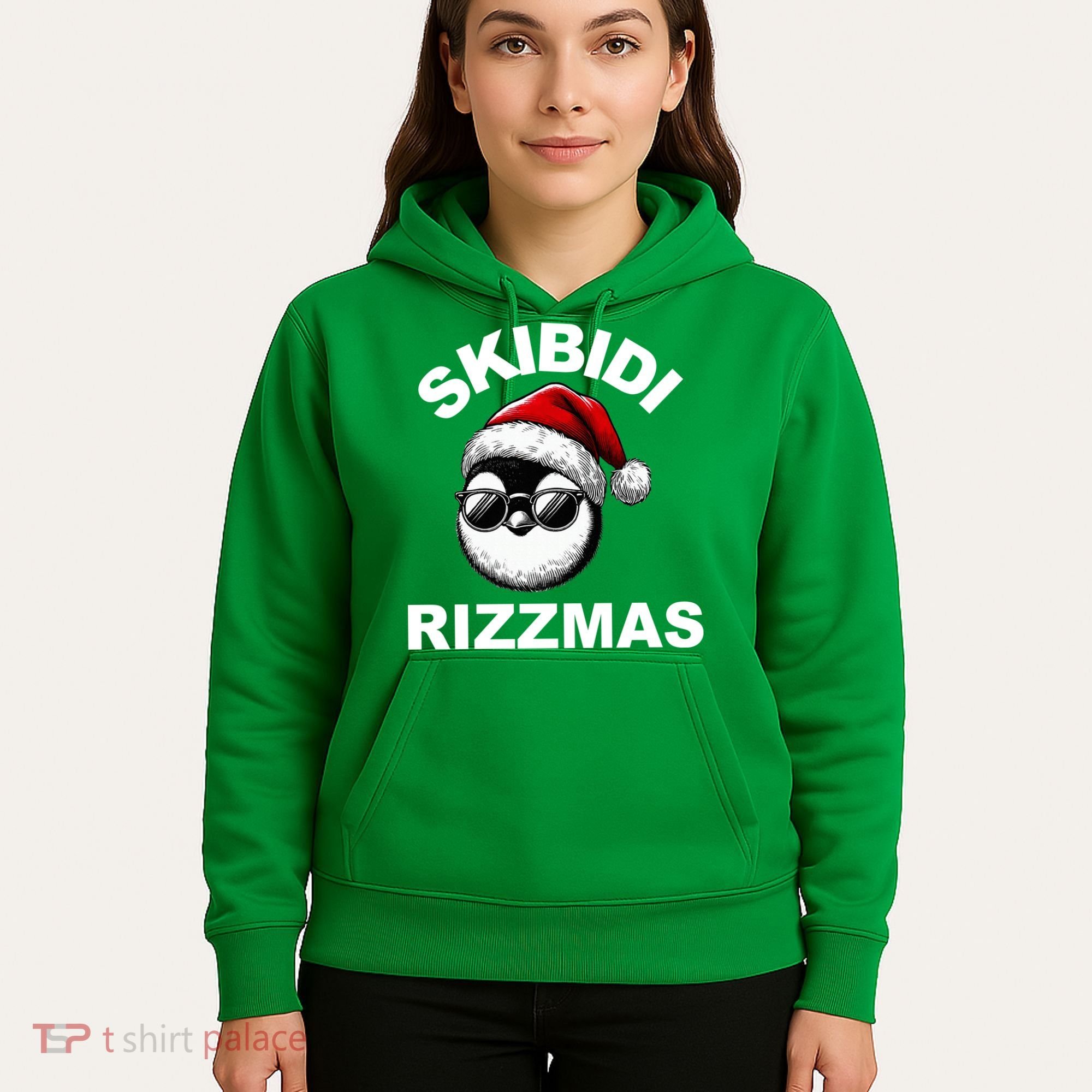 Skibidi Rizzmas Funny Christmas Penguin Hoodie