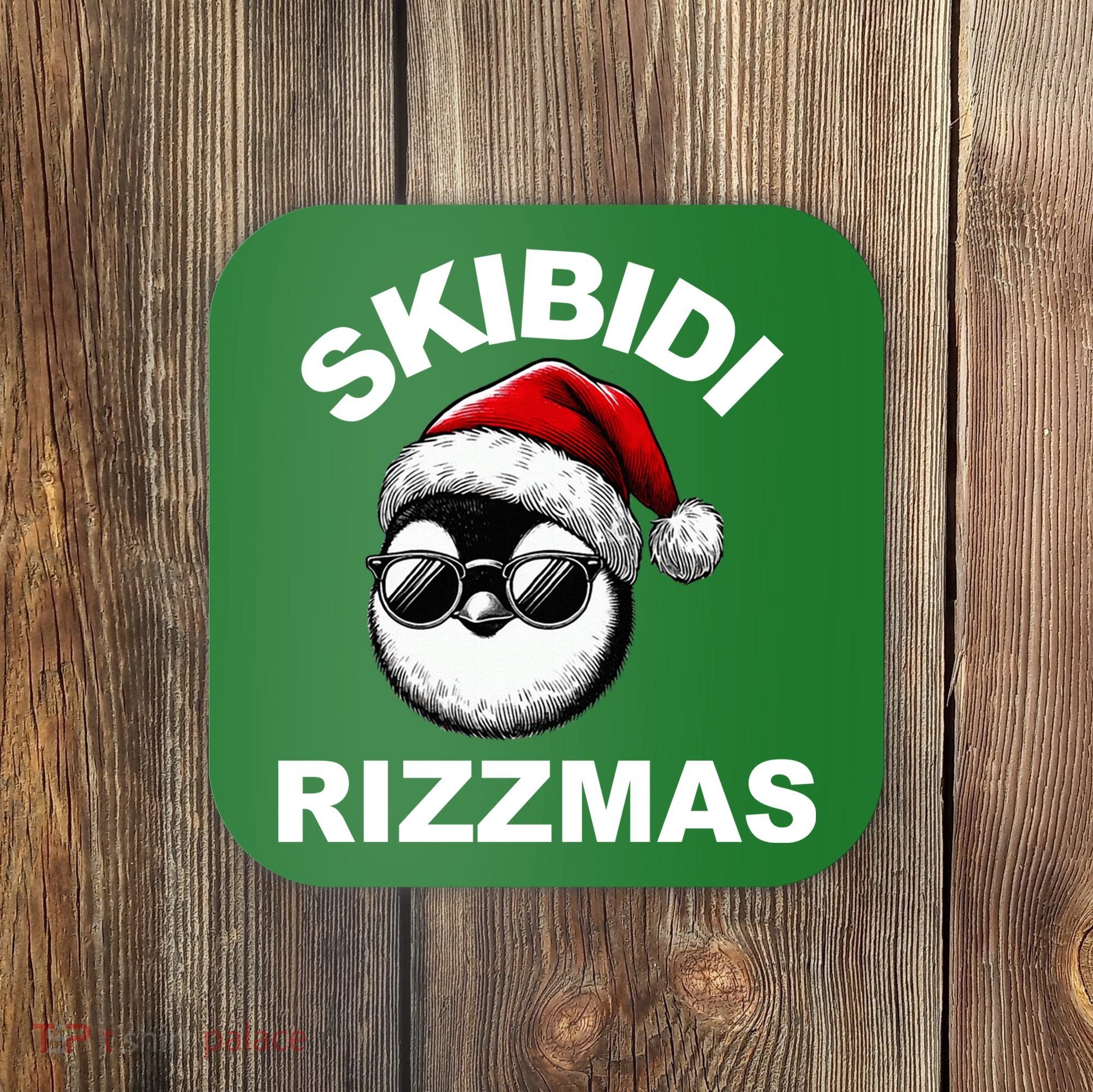 Skibidi Rizzmas Funny Christmas Penguin Coaster