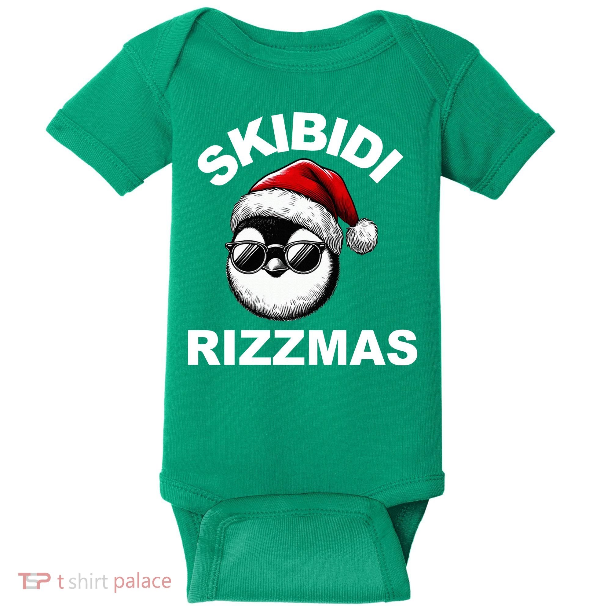 Skibidi Rizzmas Funny Christmas Penguin Baby Bodysuit