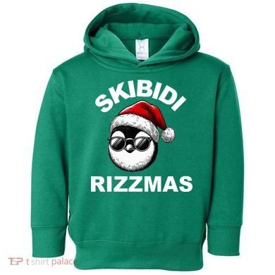 Skibidi Rizzmas Funny Christmas Penguin Toddler Hoodie