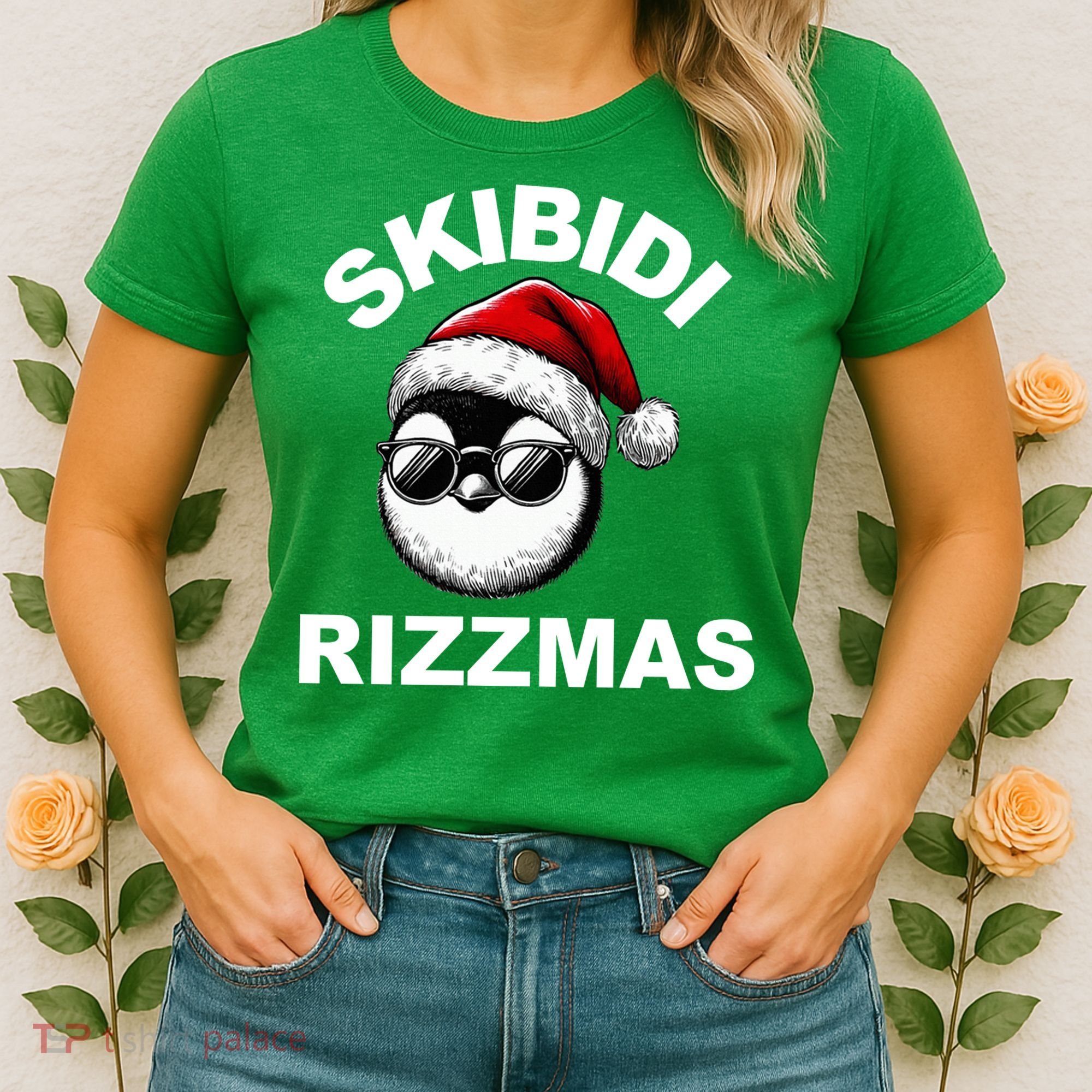 Skibidi Rizzmas Funny Christmas Penguin Women's T-Shirt