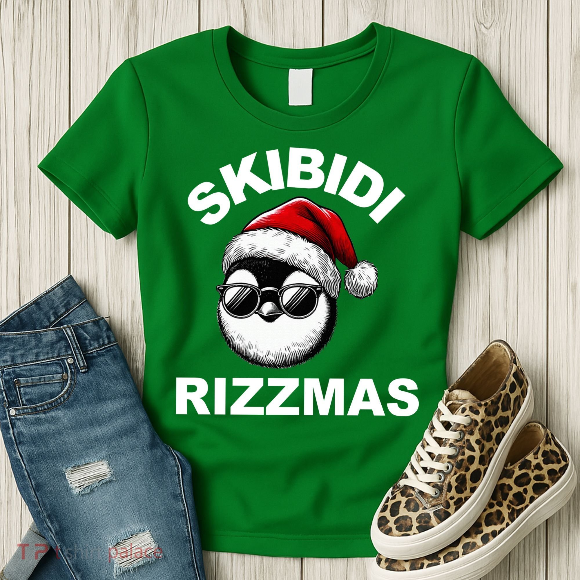 Skibidi Rizzmas Funny Christmas Penguin Women's T-Shirt