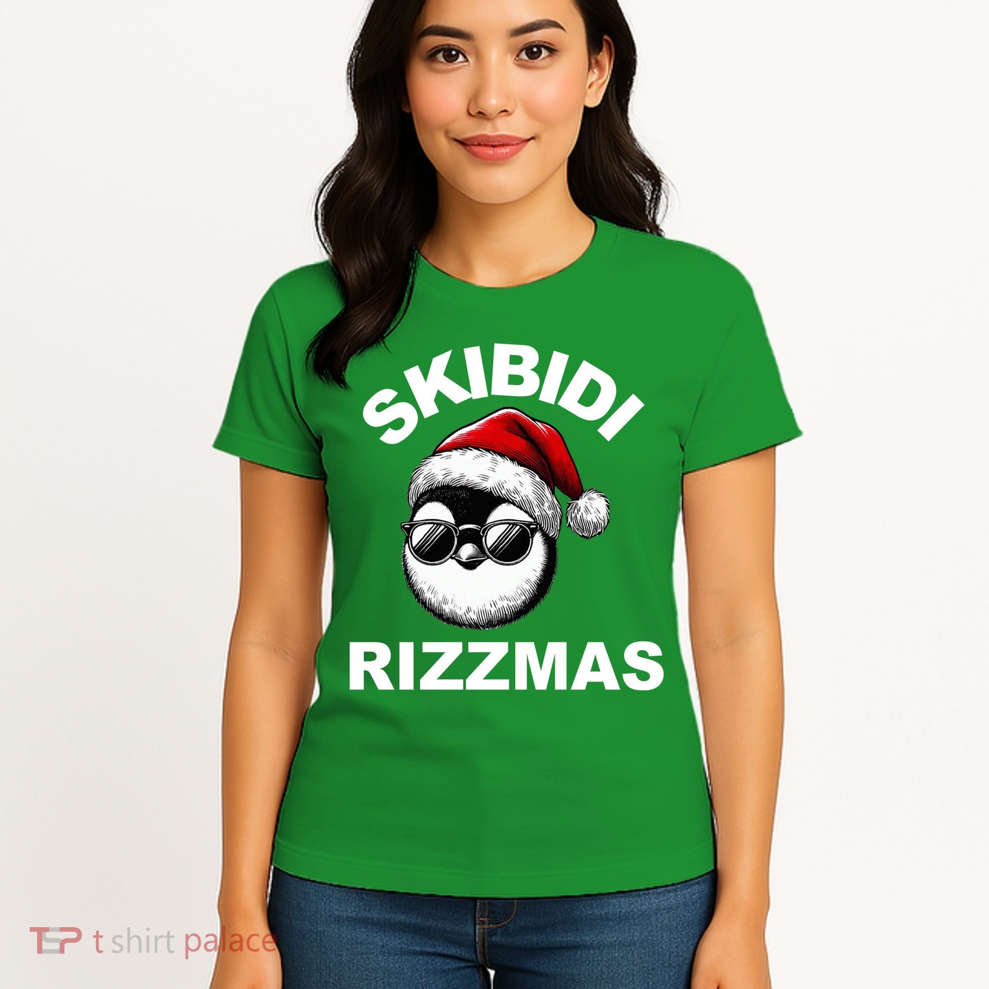 Skibidi Rizzmas Funny Christmas Penguin Women's T-Shirt