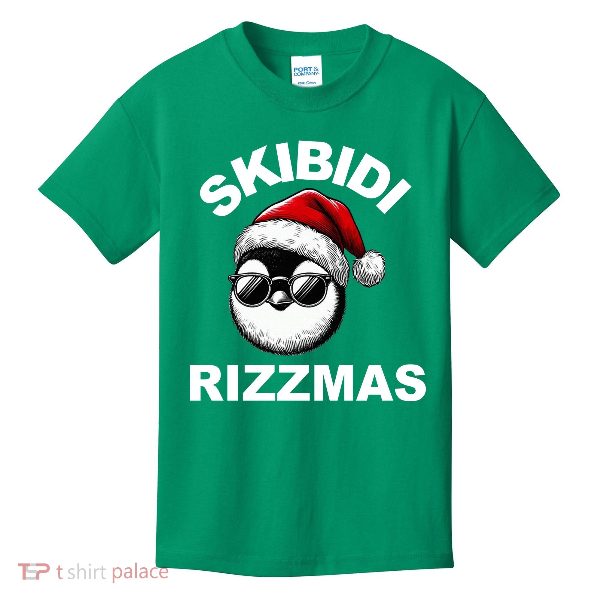 Skibidi Rizzmas Funny Christmas Penguin Kids T-Shirt