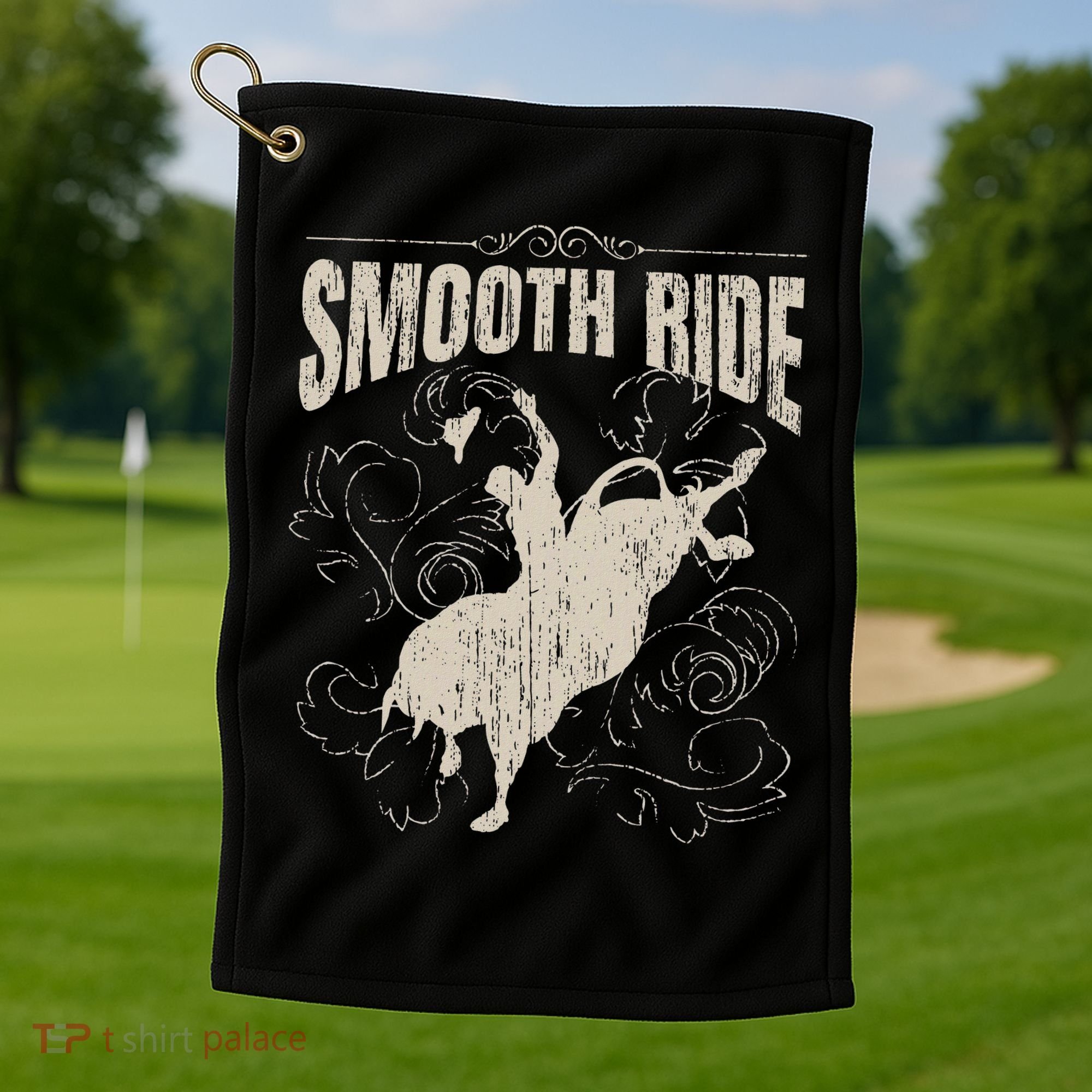 Smooth Ride Funny Rodeo Cool Bull Rider Cowboy Gift Golf Towel