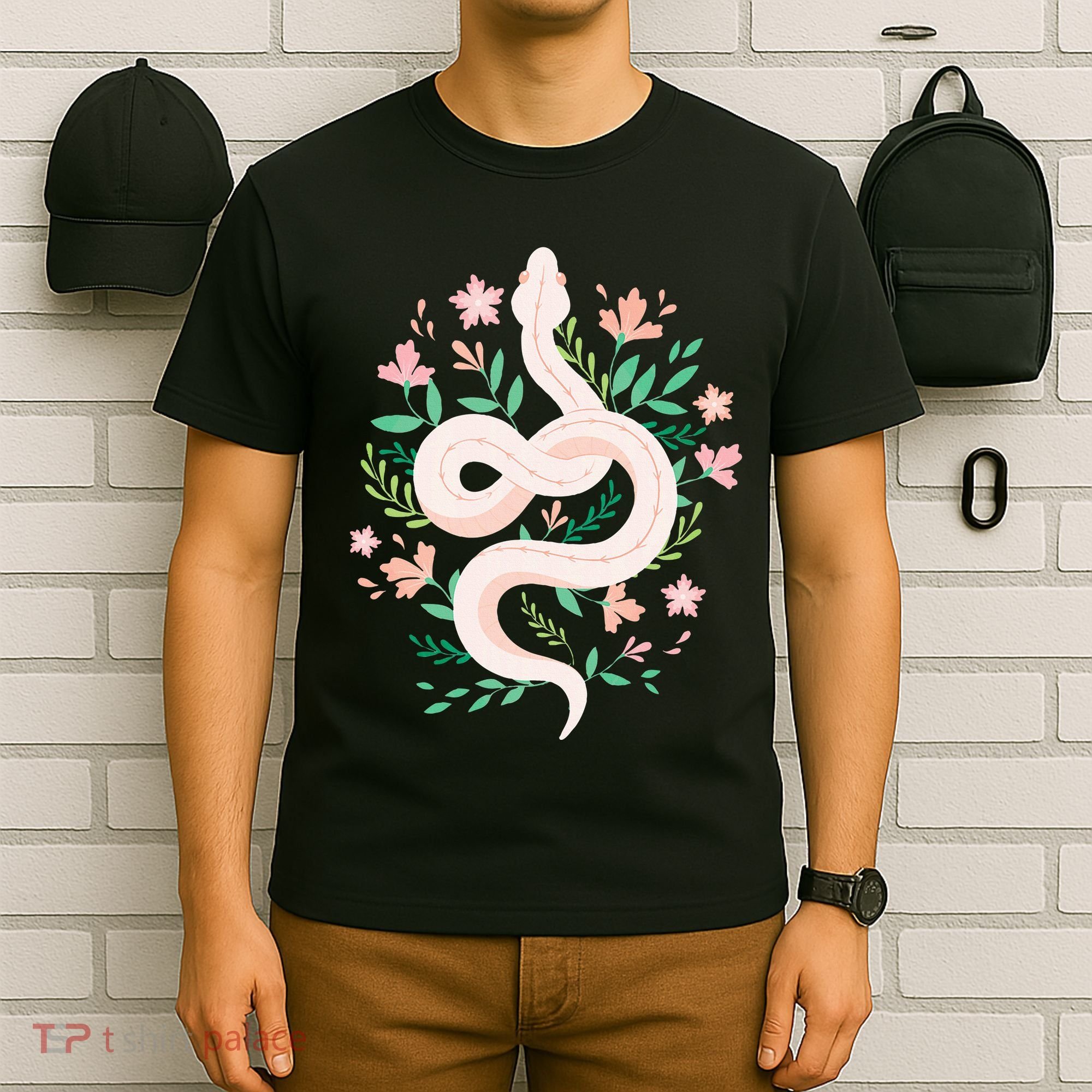 Snake Reptile Flowers Poisonous Python Cobra Animal Gift T-Shirt