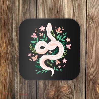 Snake Reptile Flowers Poisonous Python Cobra Animal Gift Coaster