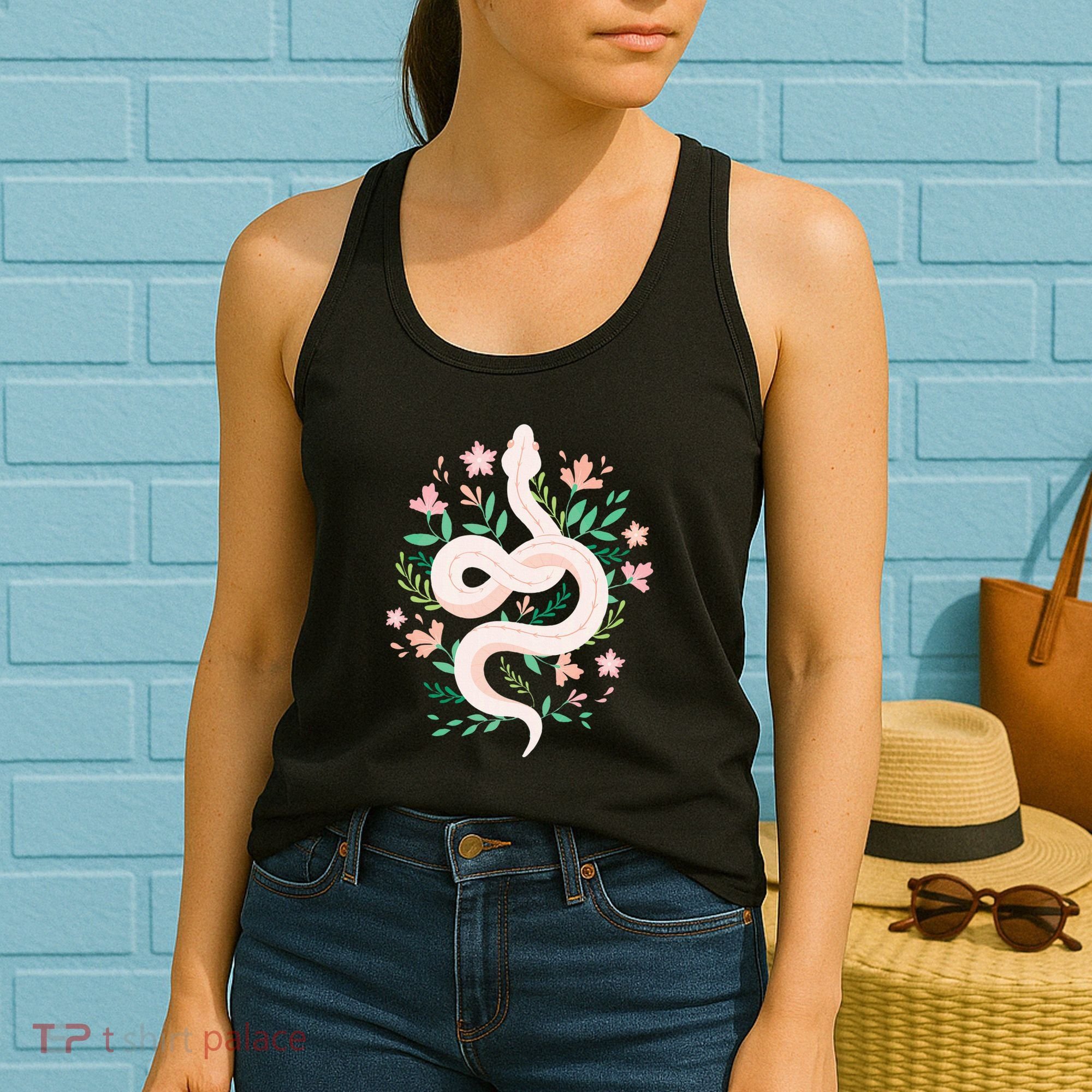 Snake Reptile Flowers Poisonous Python Cobra Animal Gift Women's Tank Top