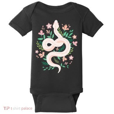 Snake Reptile Flowers Poisonous Python Cobra Animal Gift Baby Bodysuit