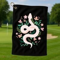 Snake Reptile Flowers Poisonous Python Cobra Animal Gift Golf Towel thumb 1