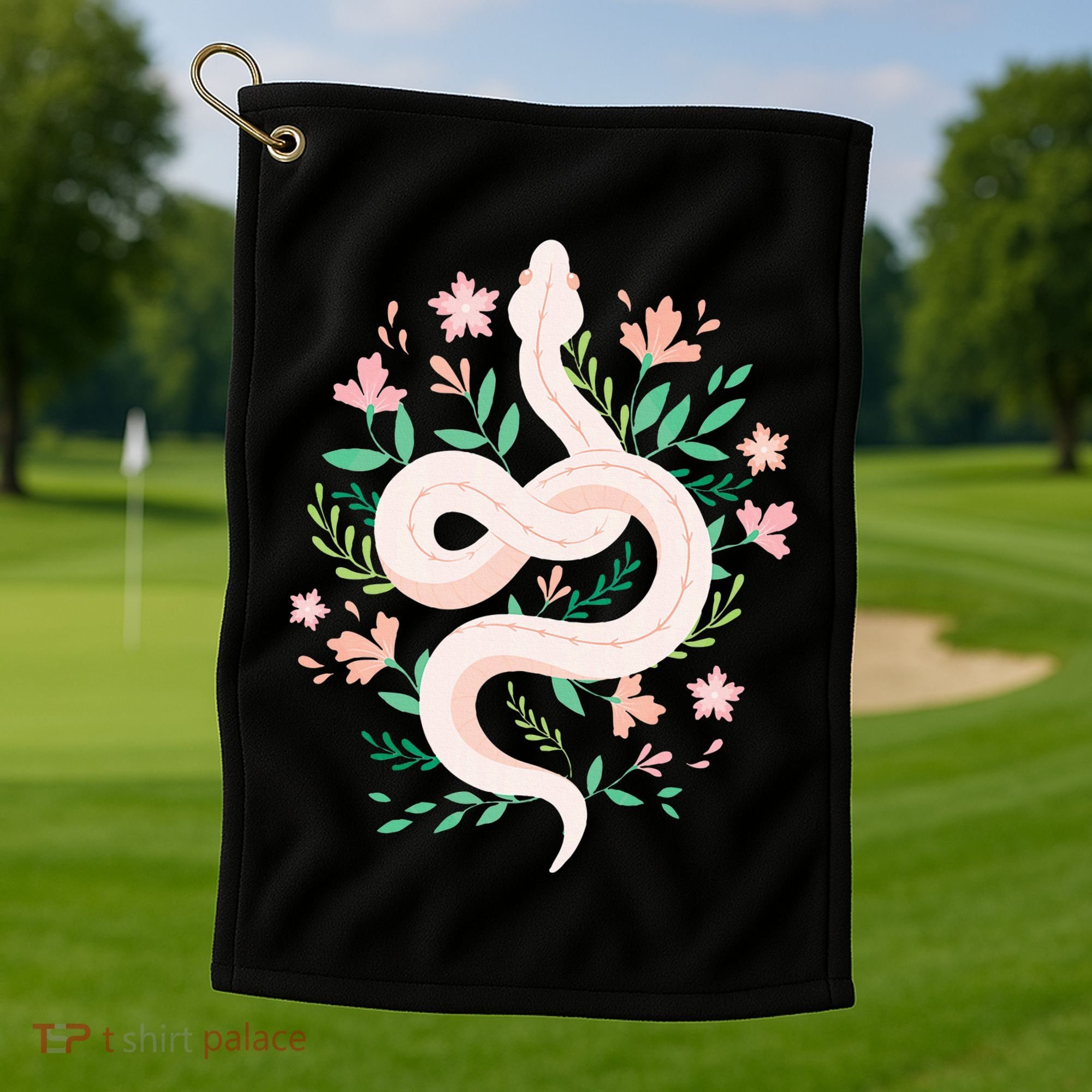 Snake Reptile Flowers Poisonous Python Cobra Animal Gift Golf Towel