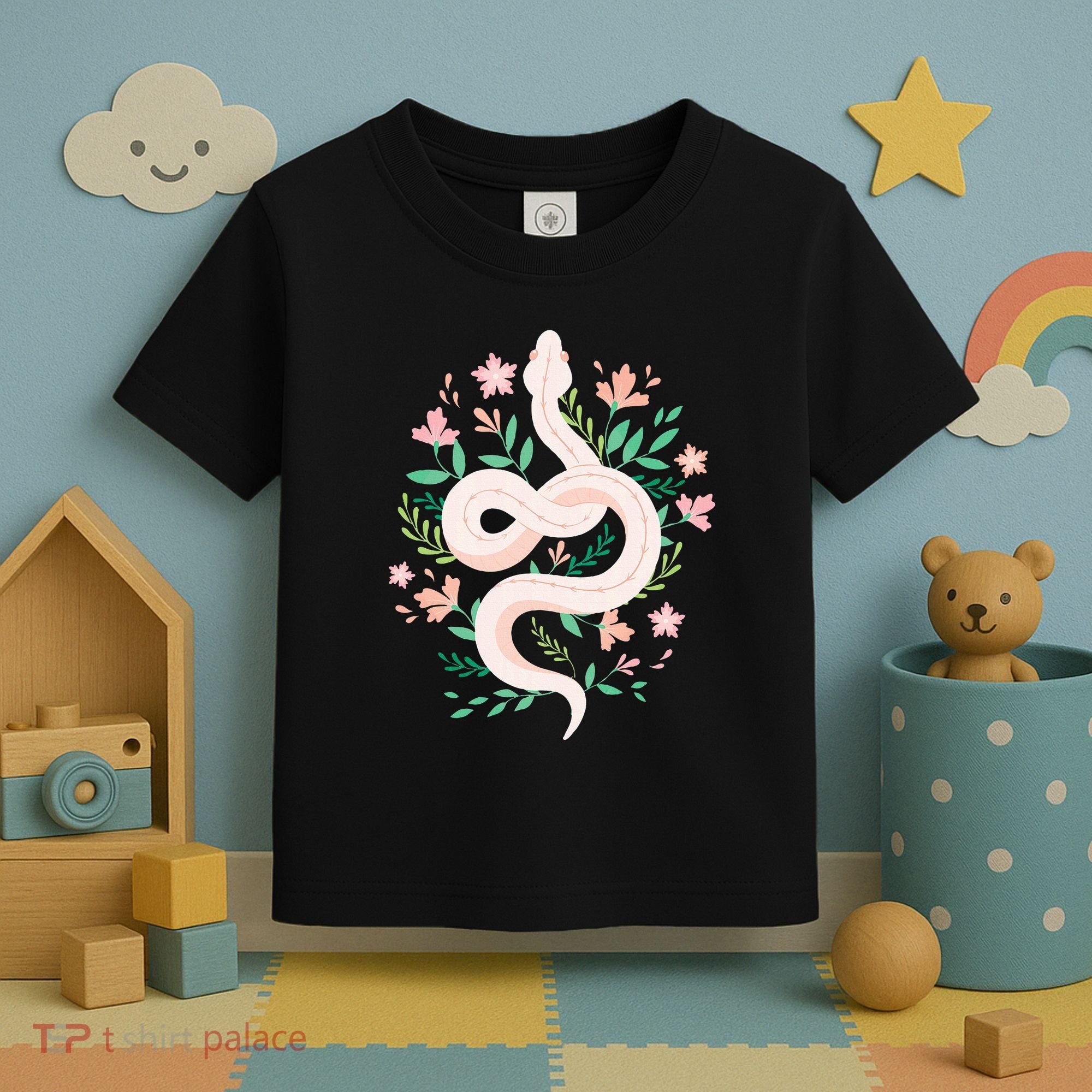 Snake Reptile Flowers Poisonous Python Cobra Animal Gift Toddler T-Shirt