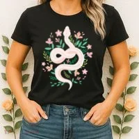 Snake Reptile Flowers Poisonous Python Cobra Animal Gift Women's T-Shirt thumb 2