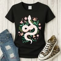 Snake Reptile Flowers Poisonous Python Cobra Animal Gift Women's T-Shirt thumb 3