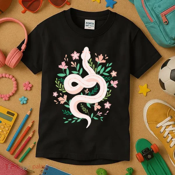 Snake Reptile Flowers Poisonous Python Cobra Animal Gift Kids T-Shirt