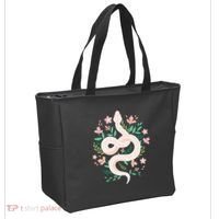 Snake Reptile Flowers Poisonous Python Cobra Animal Gift Tote Bag thumb 2