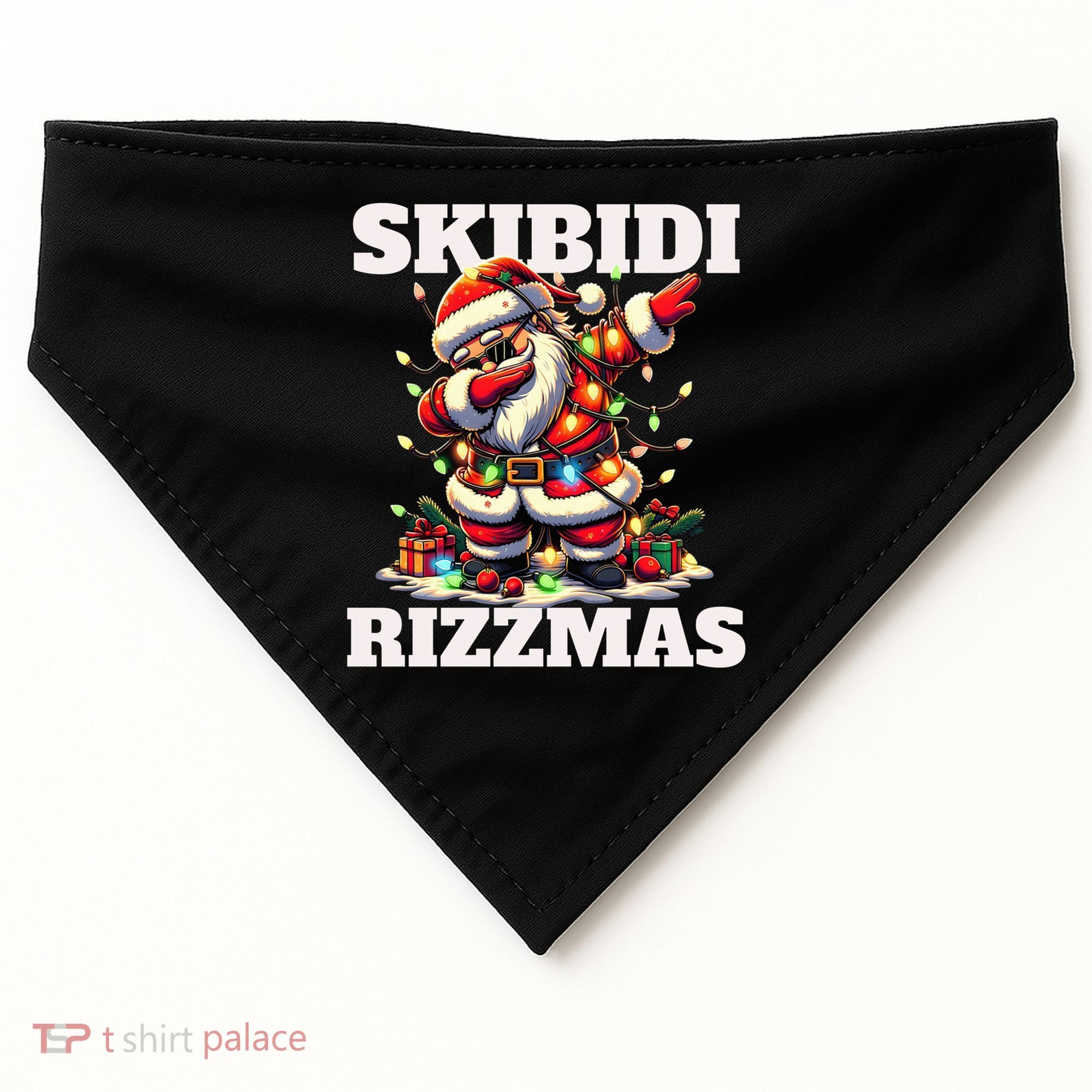 Skibidi Rizzmas Funny Christmas Dab USA-Made Doggie Bandana