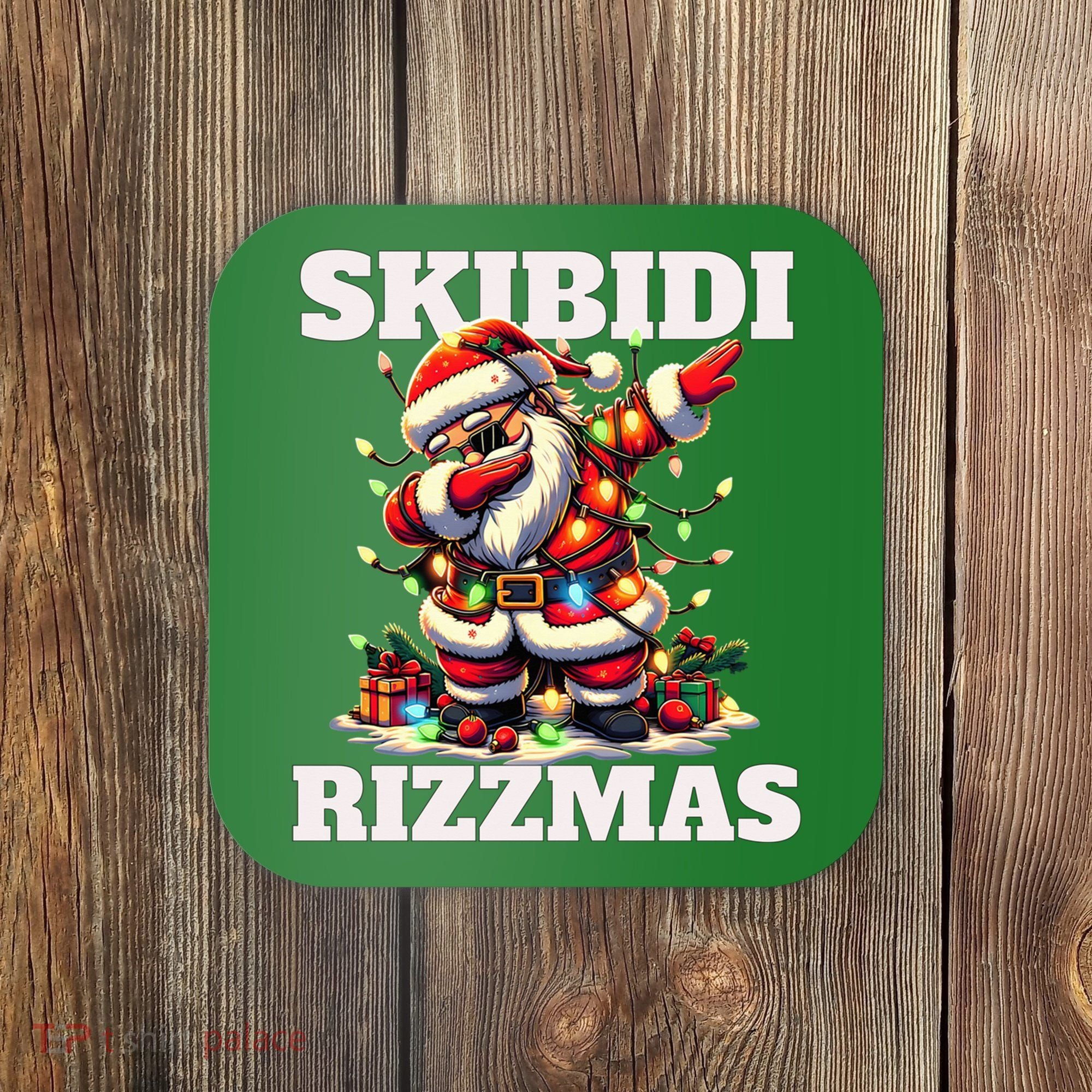 Skibidi Rizzmas Funny Christmas Dab Coaster