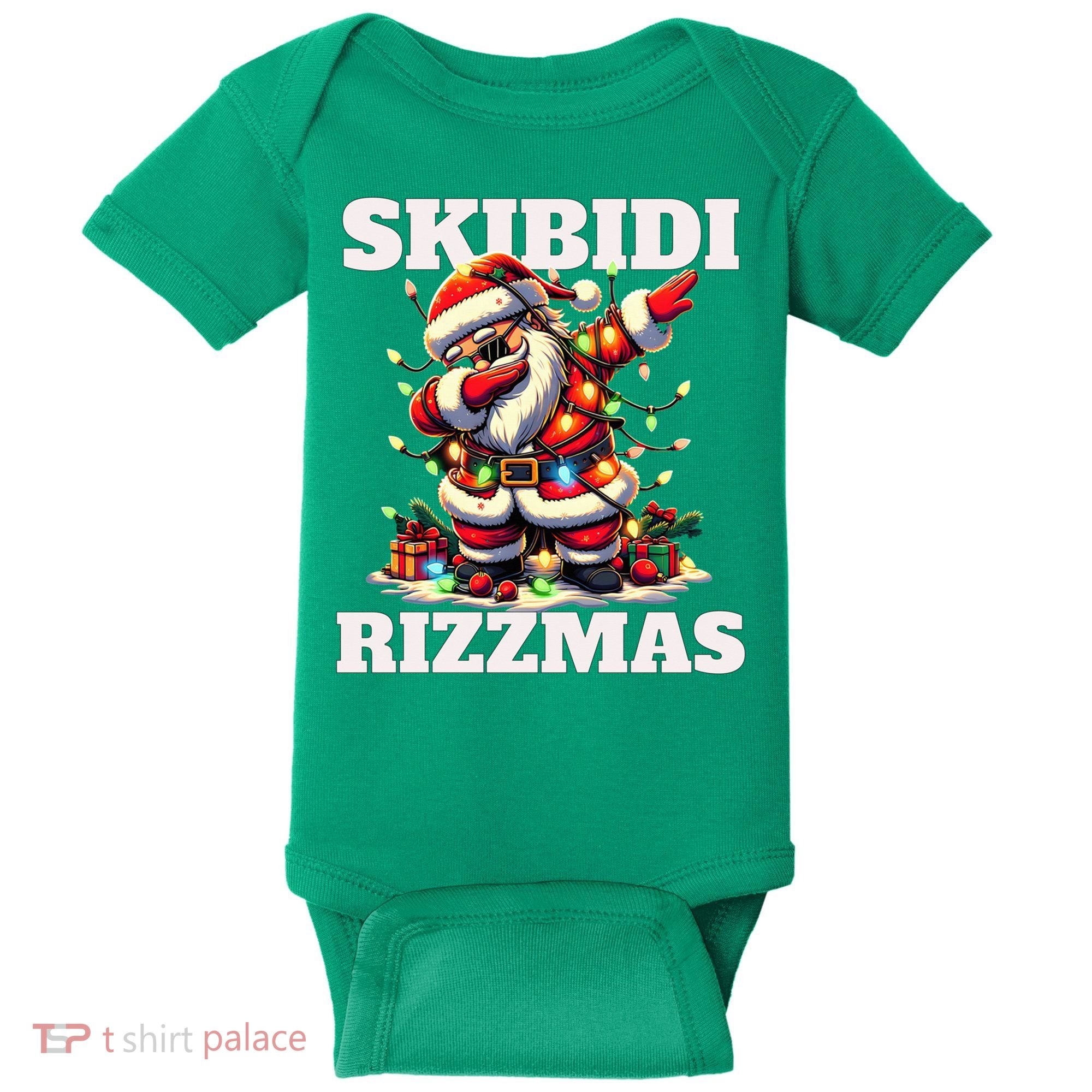Skibidi Rizzmas Funny Christmas Dab Baby Bodysuit