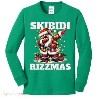 Skibidi Rizzmas Funny Christmas Dab Kids Long Sleeve Shirt