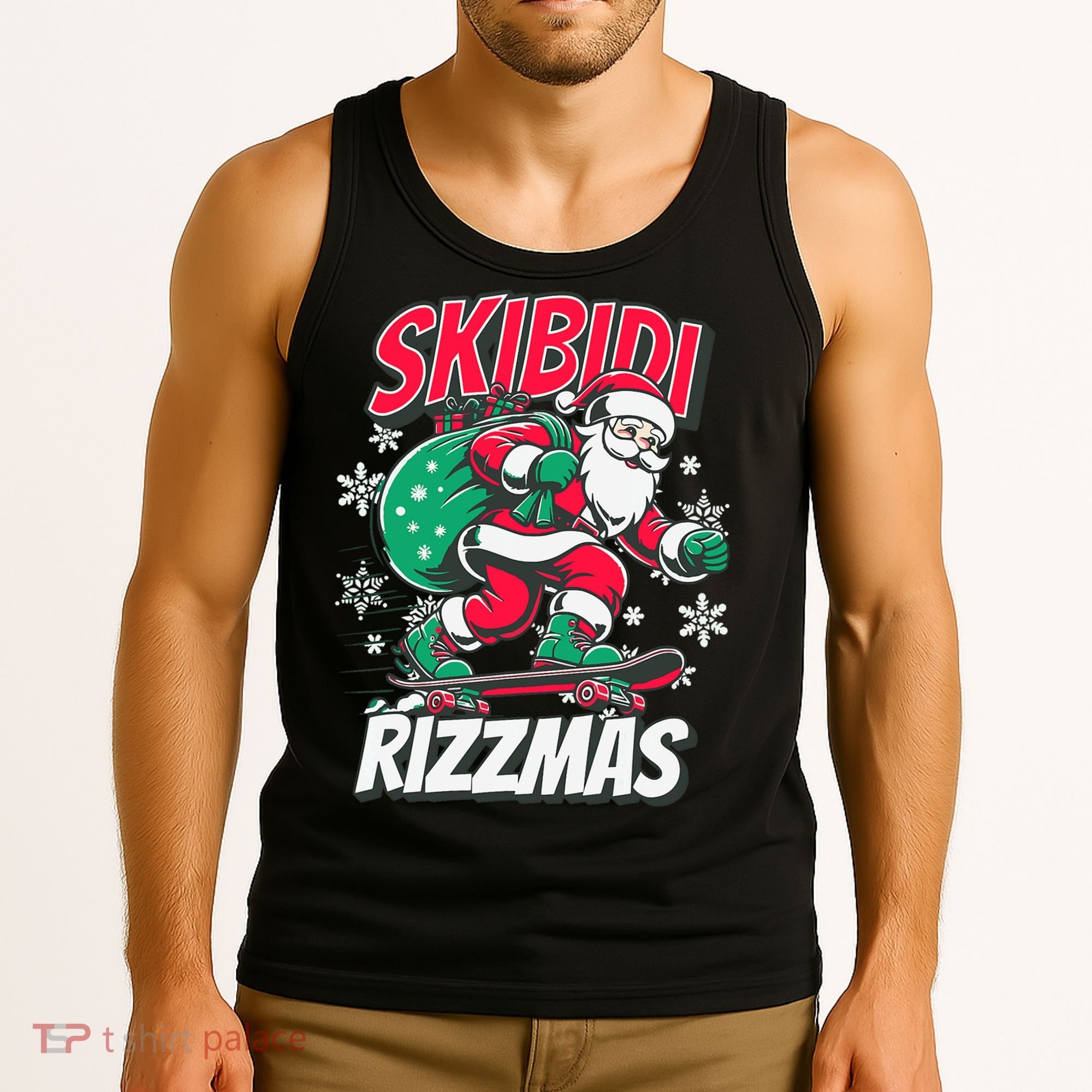 Skibidi Rizzmas Funny Santa Rizz Christmas Tank Top