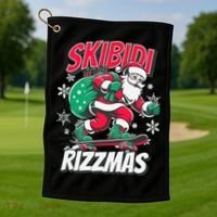 Skibidi Rizzmas Funny Santa Rizz Christmas Golf Towel thumb 1