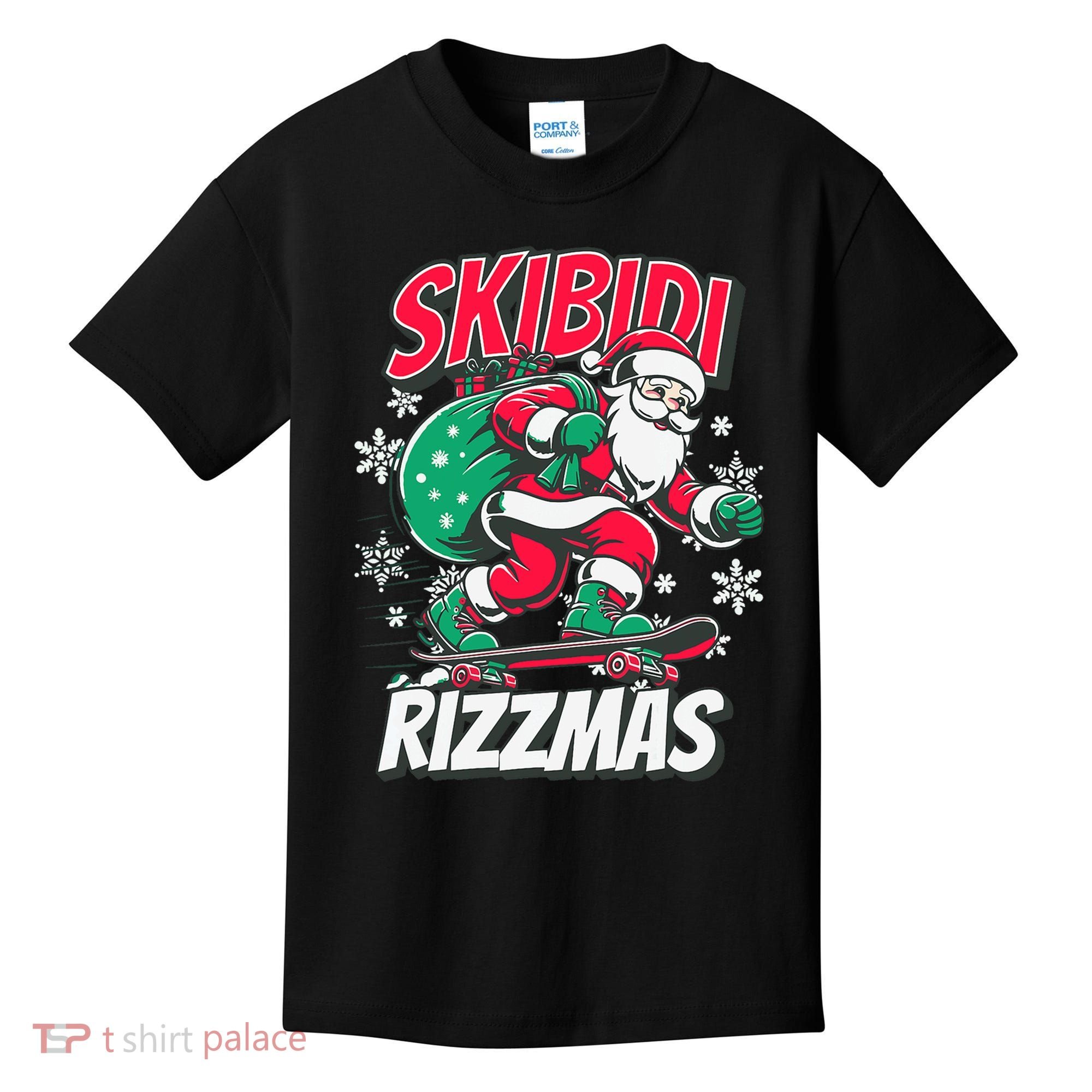 Skibidi Rizzmas Funny Santa Rizz Christmas Kids T-Shirt