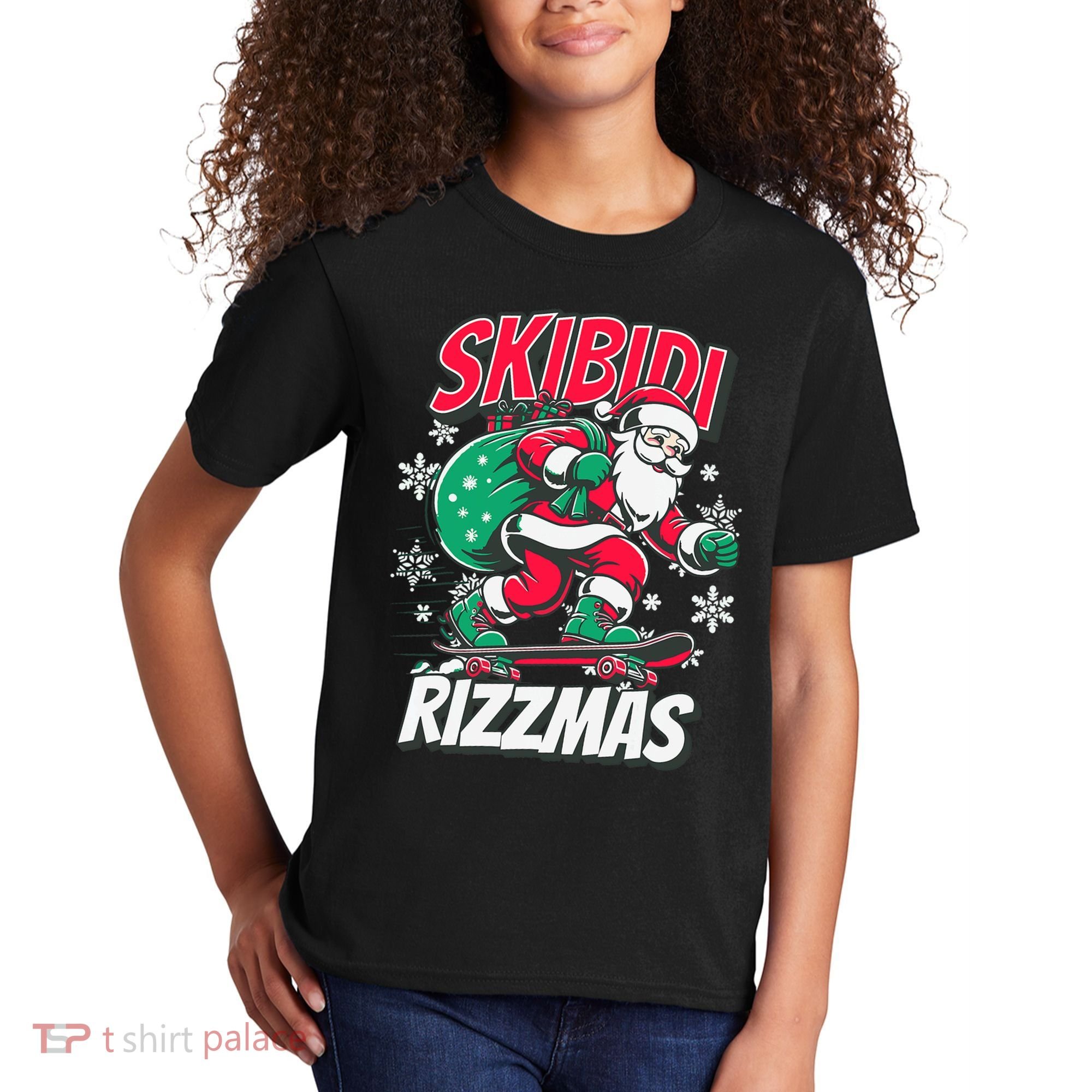 Skibidi Rizzmas Funny Santa Rizz Christmas Kids T-Shirt