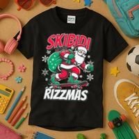 Skibidi Rizzmas Funny Santa Rizz Christmas Kids T-Shirt thumb 3