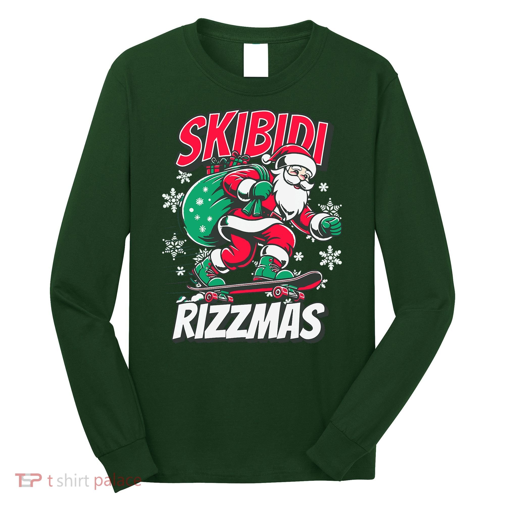 Skibidi Rizzmas Funny Santa Rizz Christmas Long Sleeve Shirt