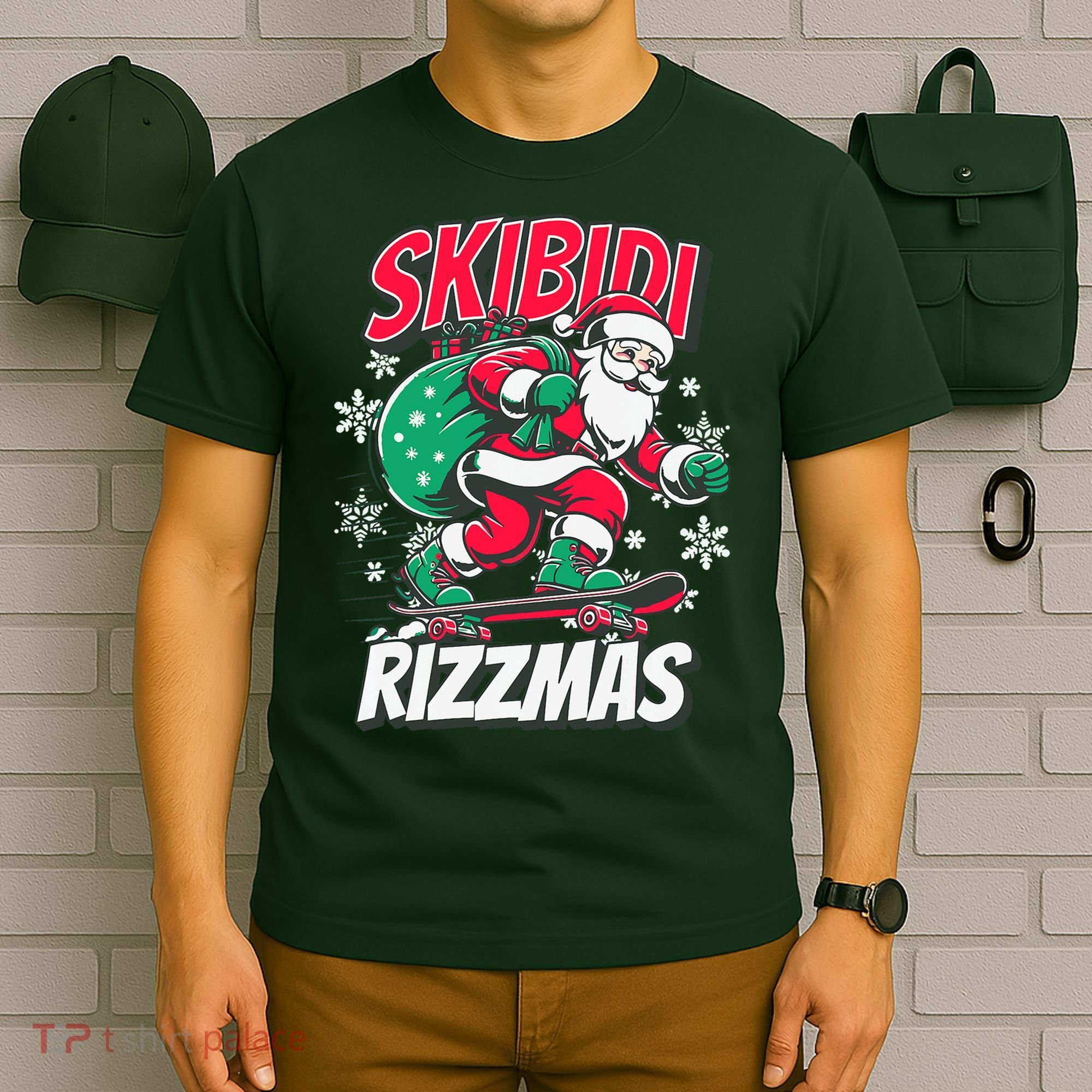 Skibidi Rizzmas Funny Santa Rizz Christmas T-Shirt
