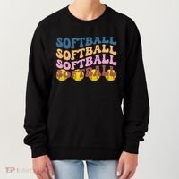 Softball Retro Groovy Sport Lover Women's Sweatshirt thumb 0