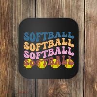 Softball Retro Groovy Sport Lover Coaster thumb 0
