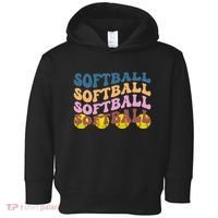 Softball Retro Groovy Sport Lover Toddler Hoodie thumb 0