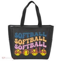 Softball Retro Groovy Sport Lover Tote Bag thumb 0